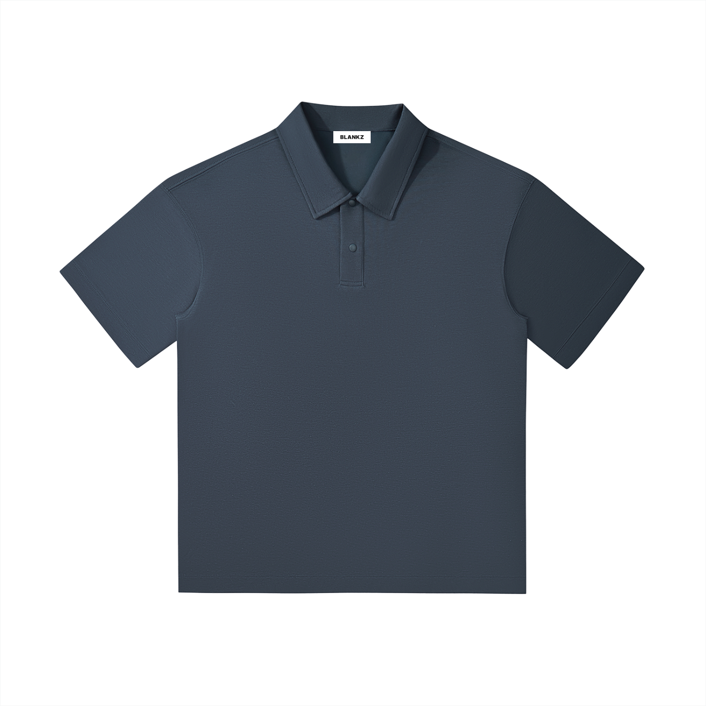BLANKZ Relaxed Drop-Shoulder Polo — Navy Blue, front view