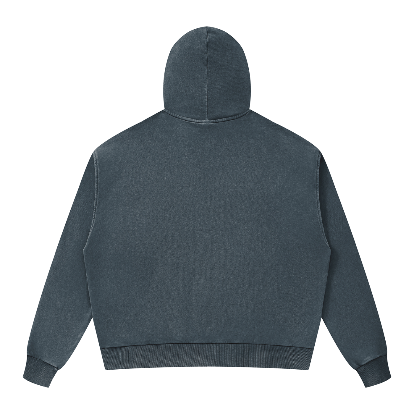 BLANKZ Mineral Wash Boxy Full Zip Hoodie — Navy Blue, back view