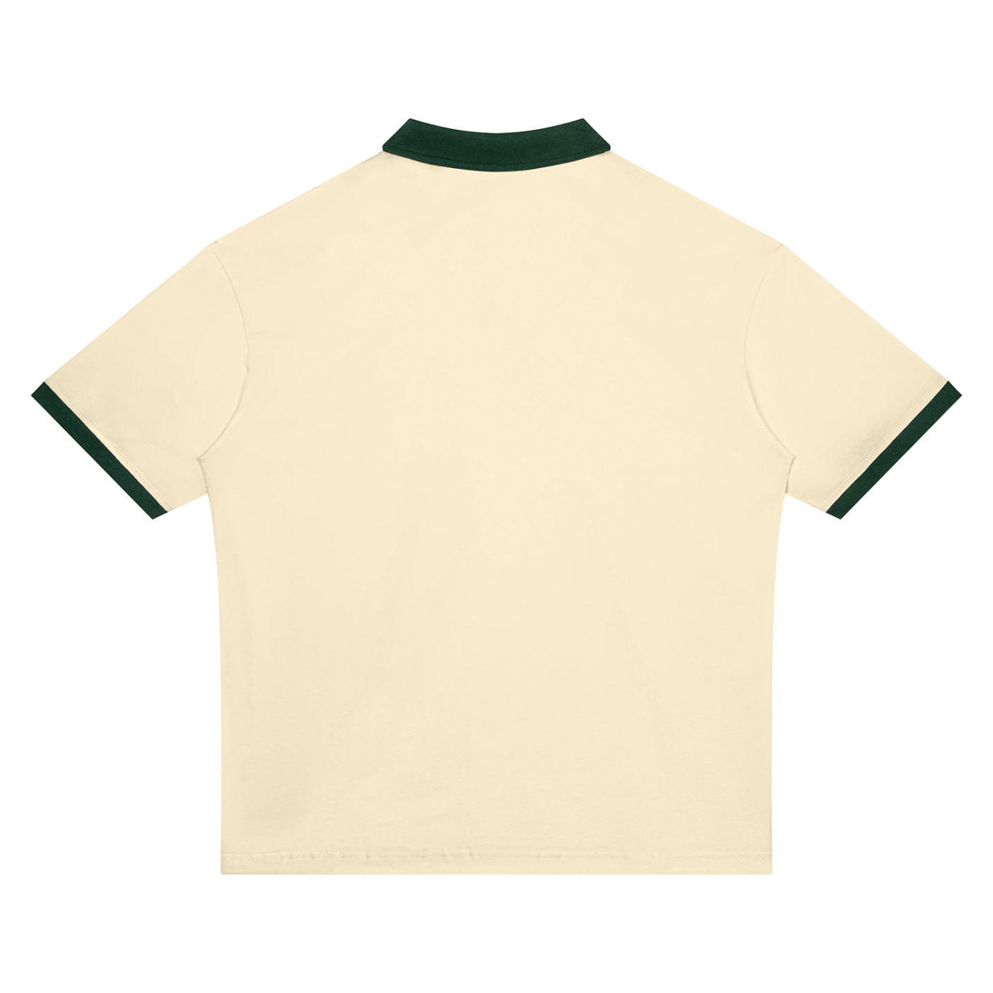 BLANKZ Color Block Polo Shirt — Apricot with Dark Green — back view
