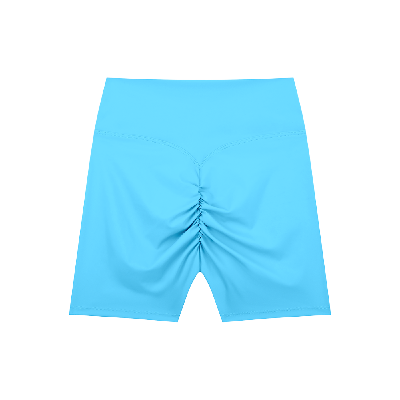 BLANKZ High-Waisted Blend Biker Shorts — Blue, back view