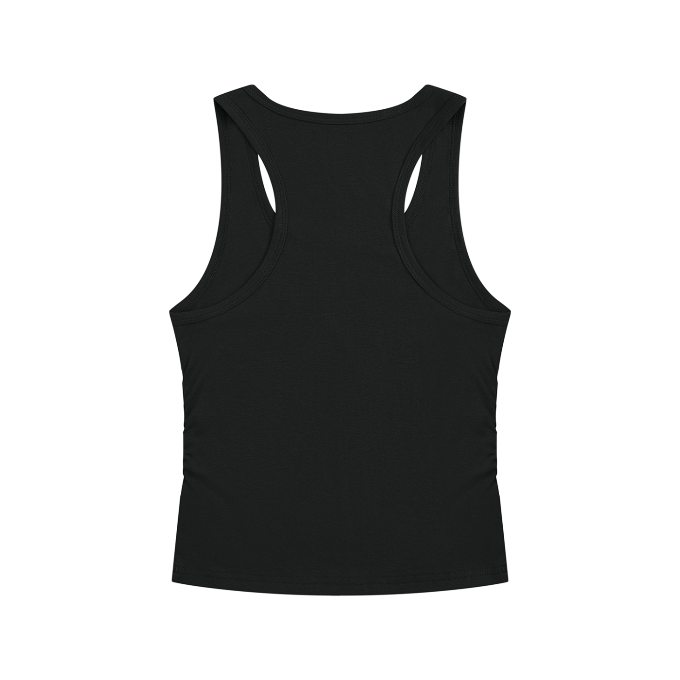 BLANKZ Ruched Tank Top — Black — back view