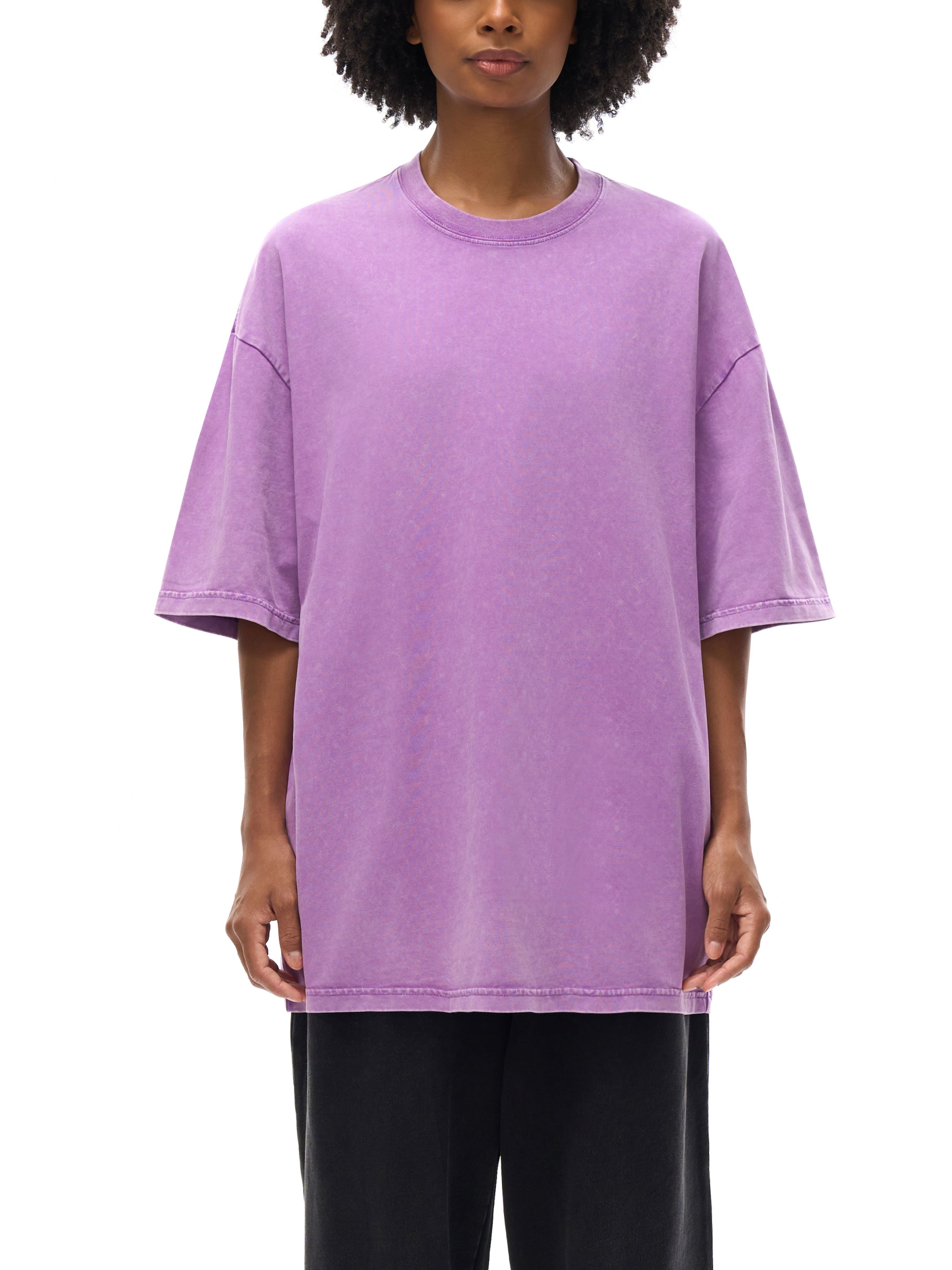 BLANKZ Snow Wash Cotton Tee — Model wearing the tee, front view