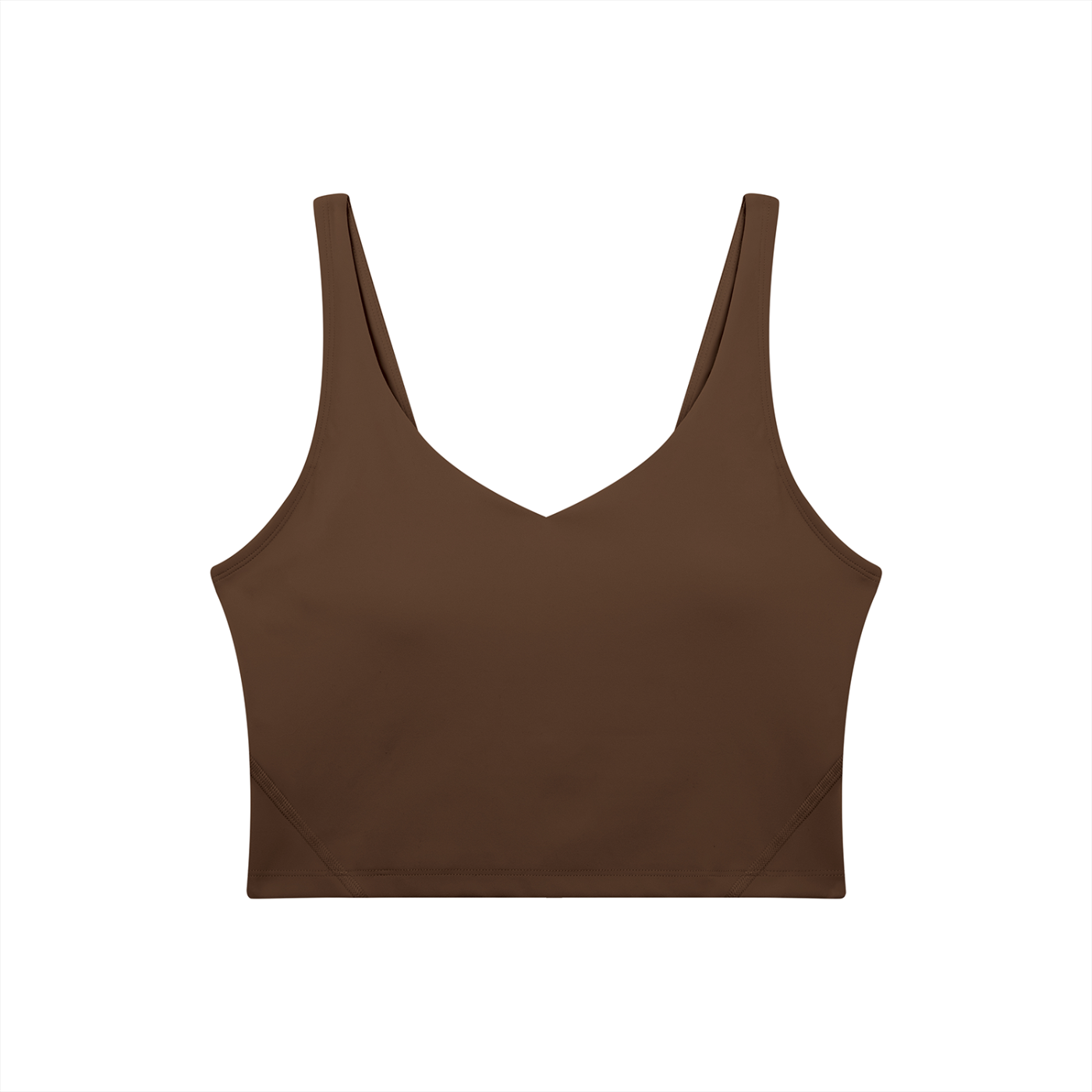 BLANKZ V-Neck Yoga Sports Bra — Brown, front view