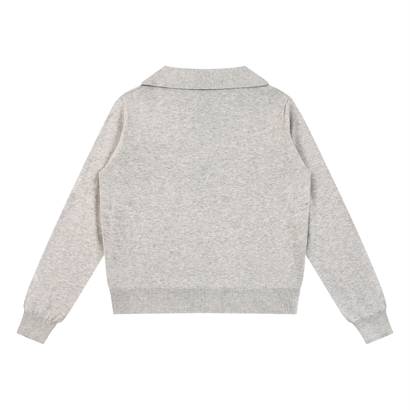 BLANKZ Collared Pullover Knit Sweater — Oat Gray, back view
