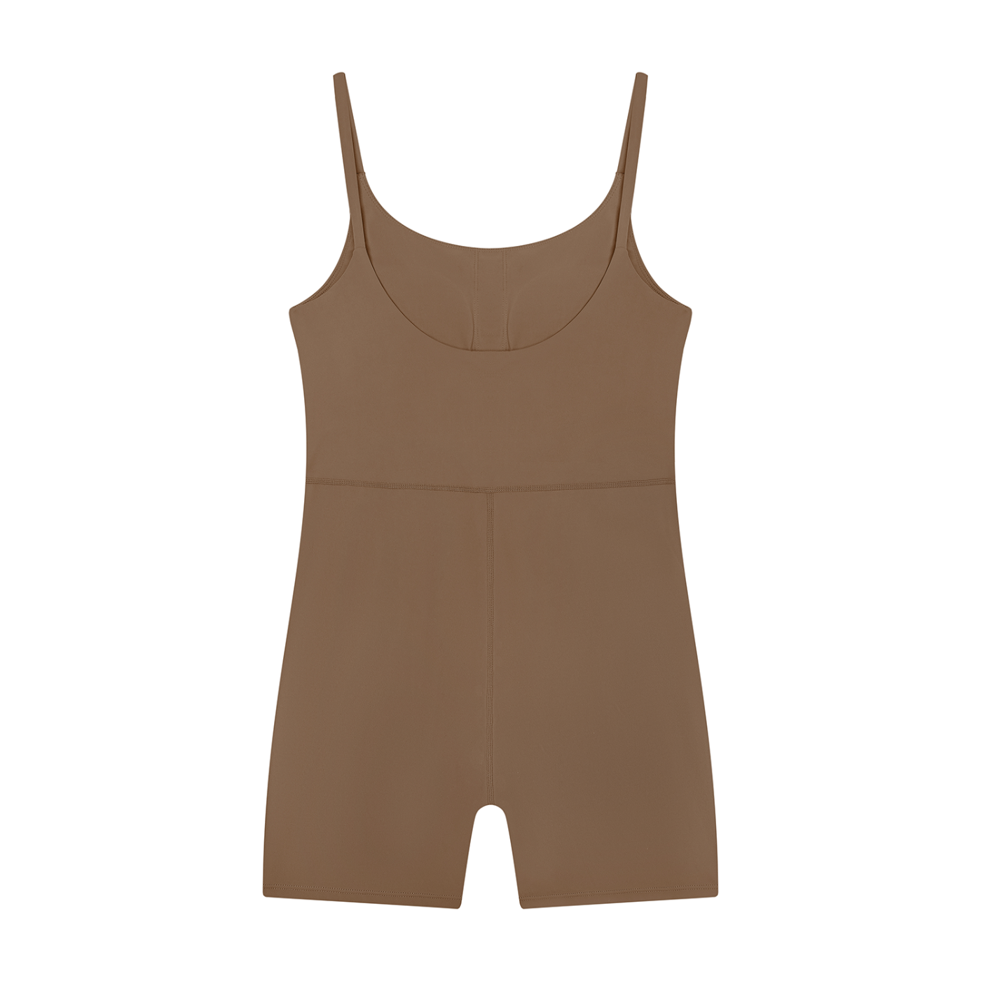 BLANKZ U-Neck Yoga Romper — Coffee, back view