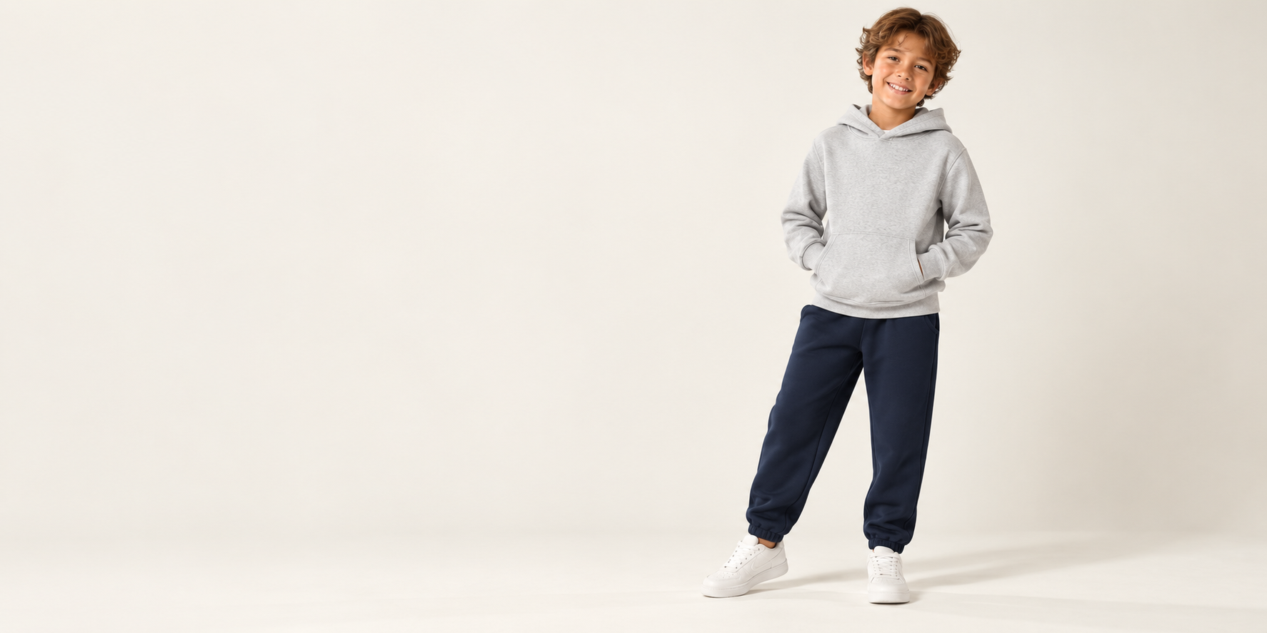 BLANKZ Kids campaign — everyday essentials in a warm studio
