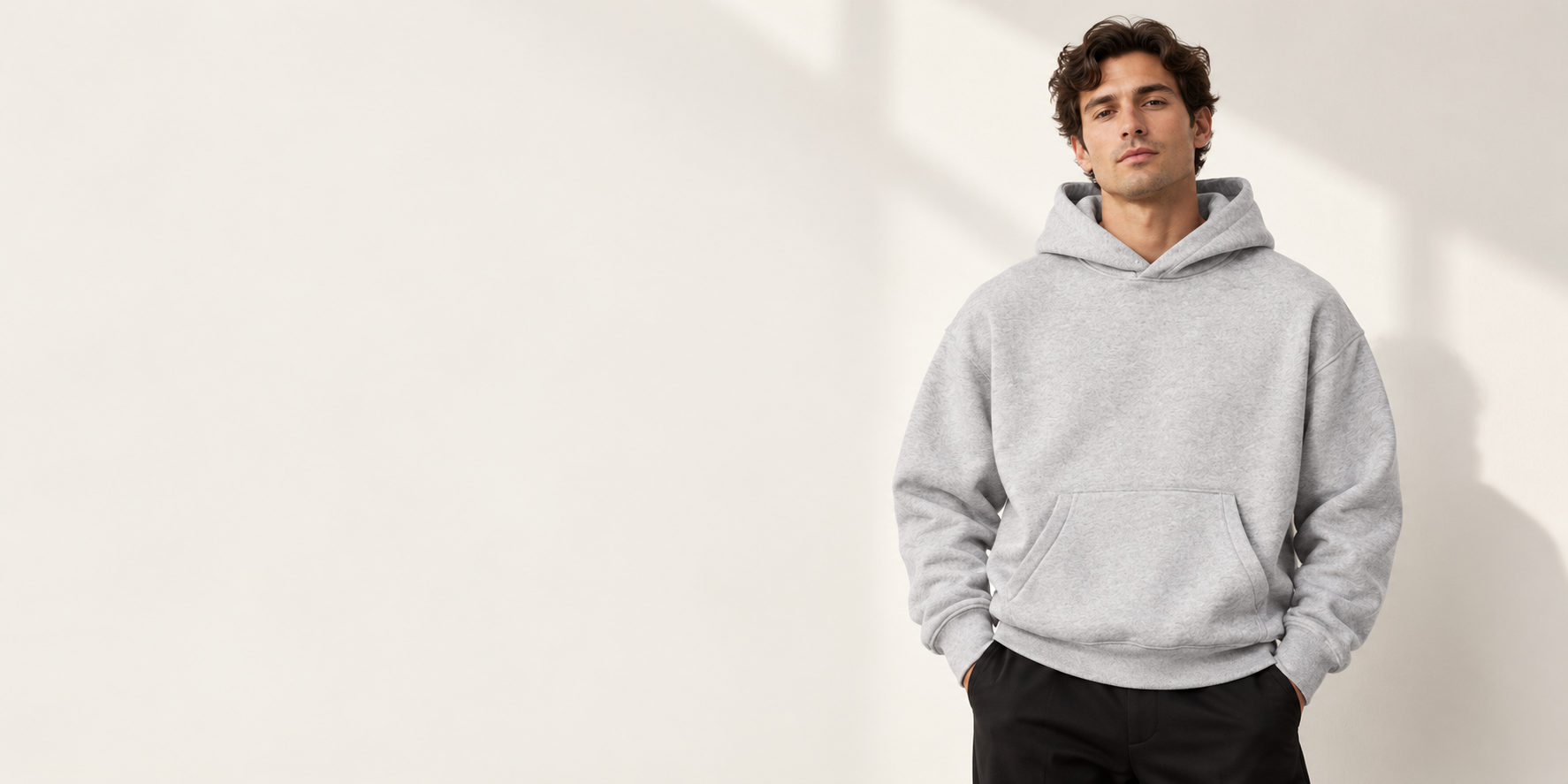 BLANKZ Men & Unisex campaign — everyday essentials in a warm studio