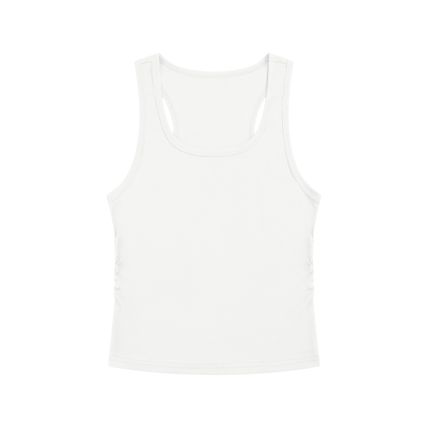 BLANKZ Ruched Tank Top — White — front view