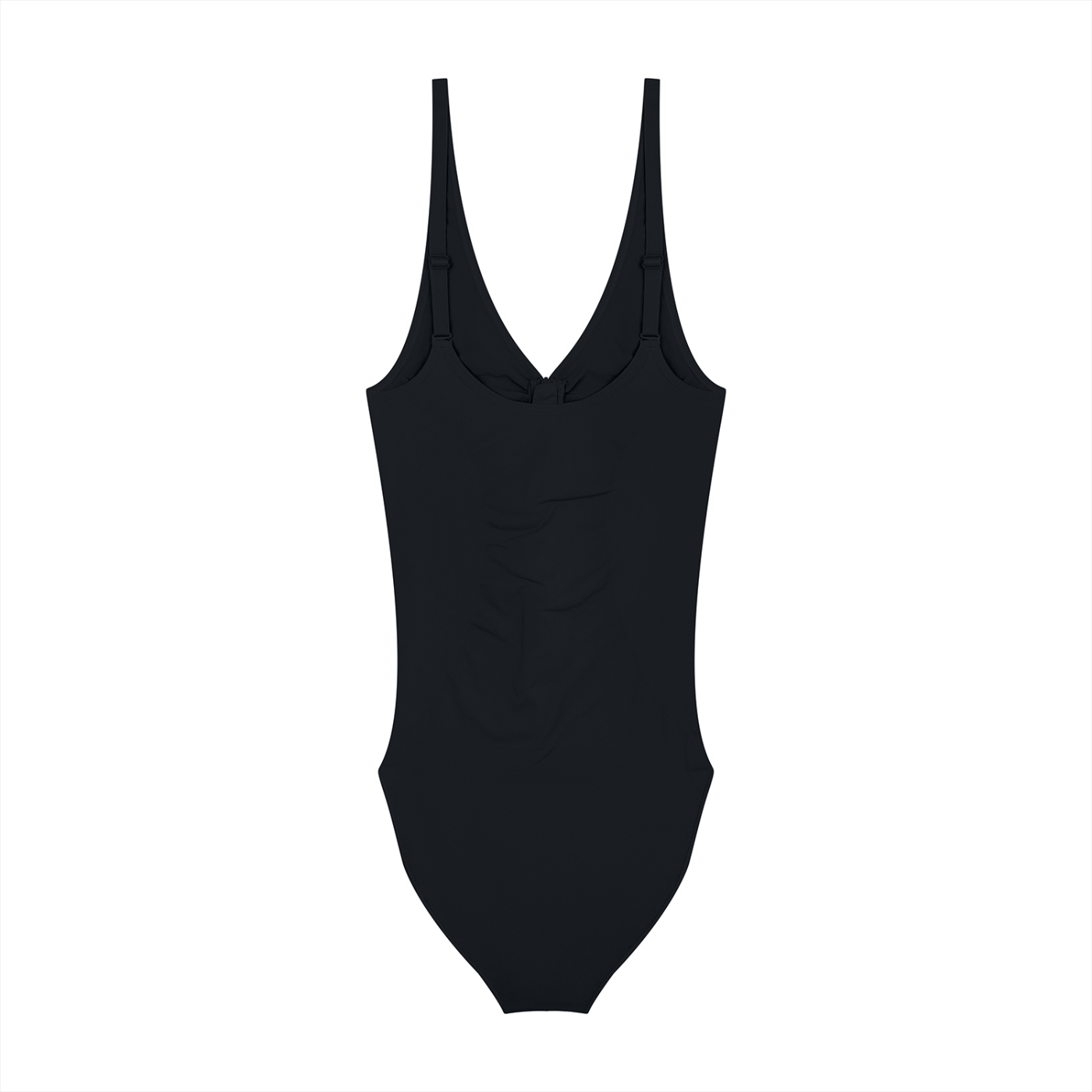 BLANKZ Full-Zip Ruched Bodysuit — Black, back view