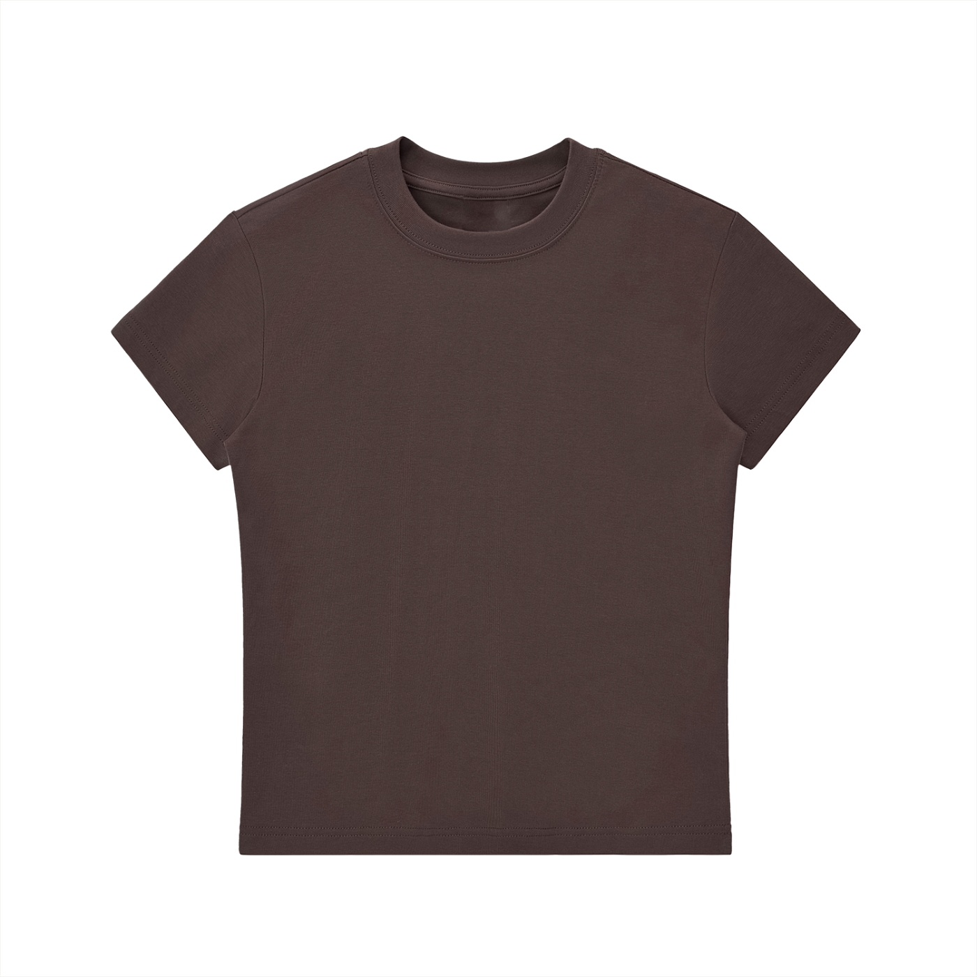 BLANKZ Essential Bodycon Crewneck Tee — Brown, front view