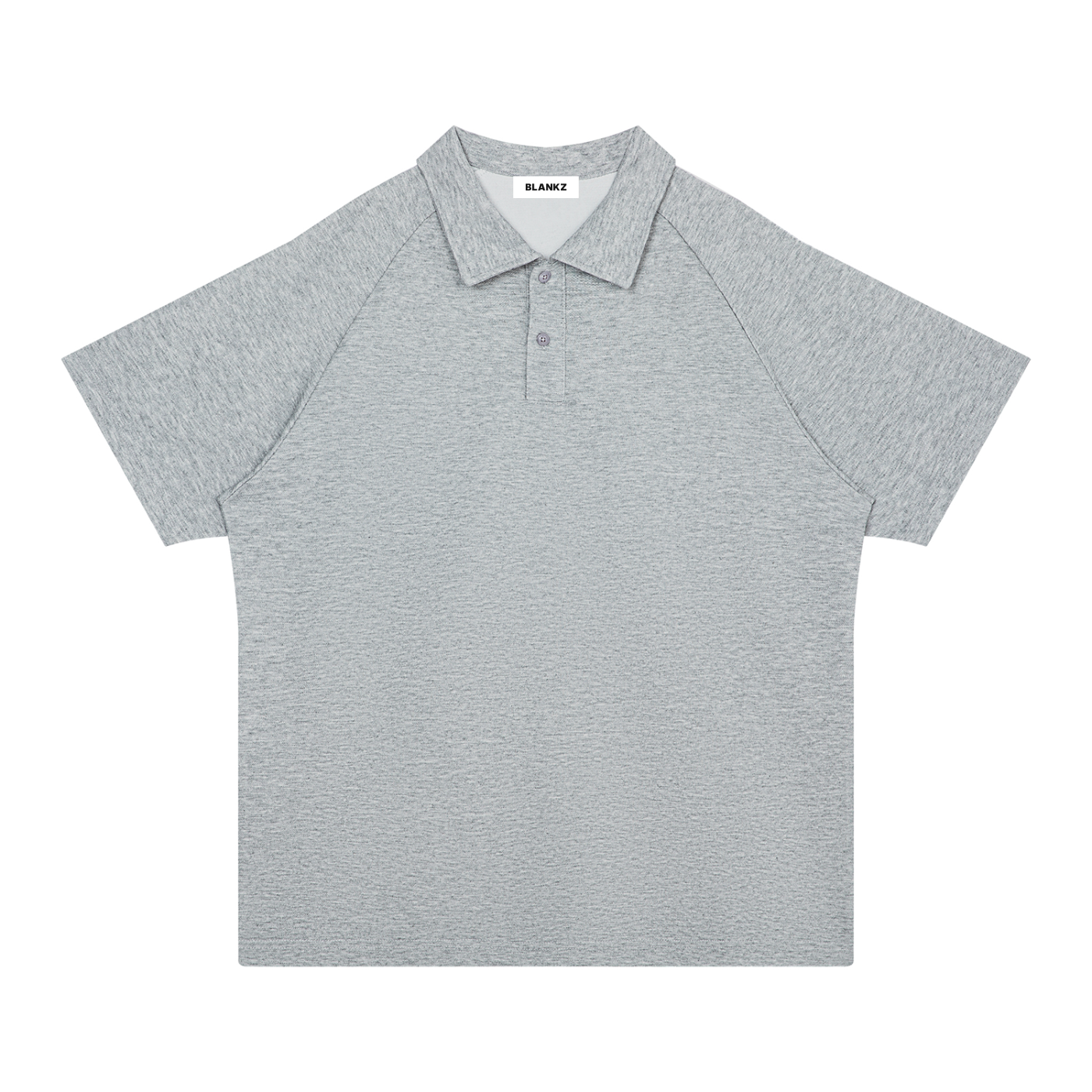 BLANKZ Everyday Raglan Polo — Flower Gray, front view