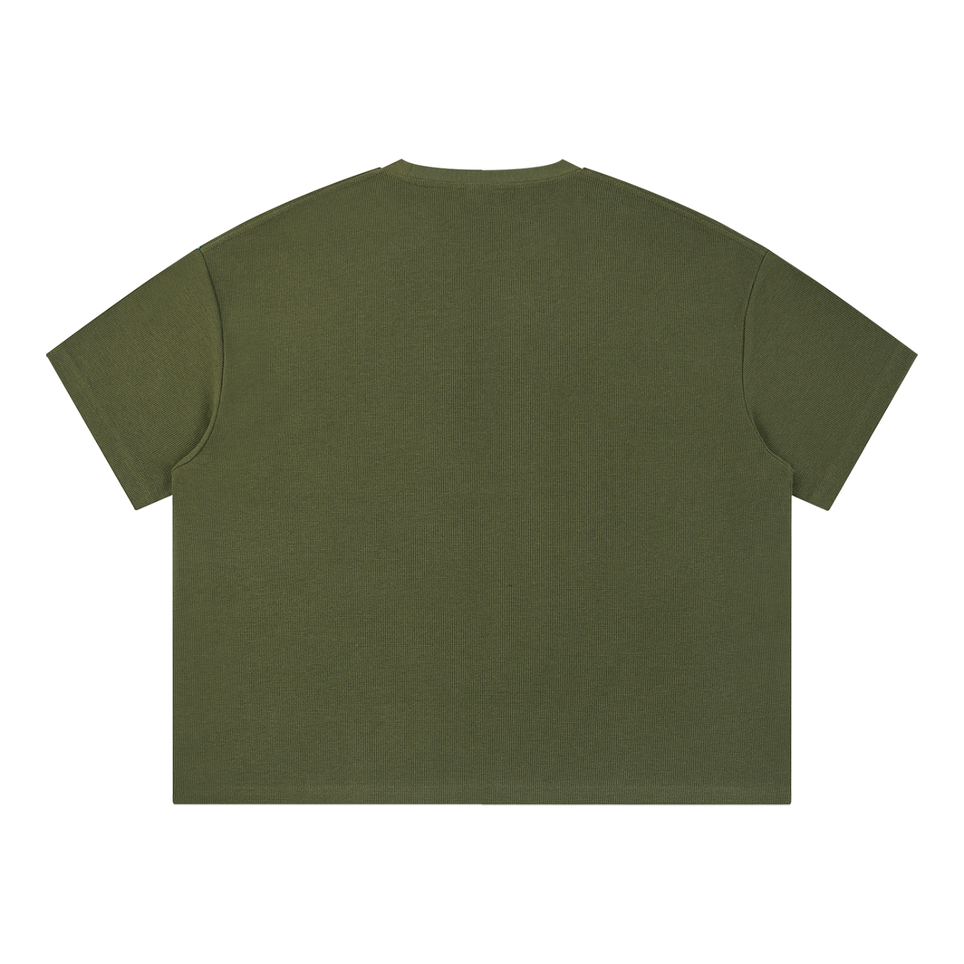 BLANKZ Waffle Box Tee — Army Green, back view