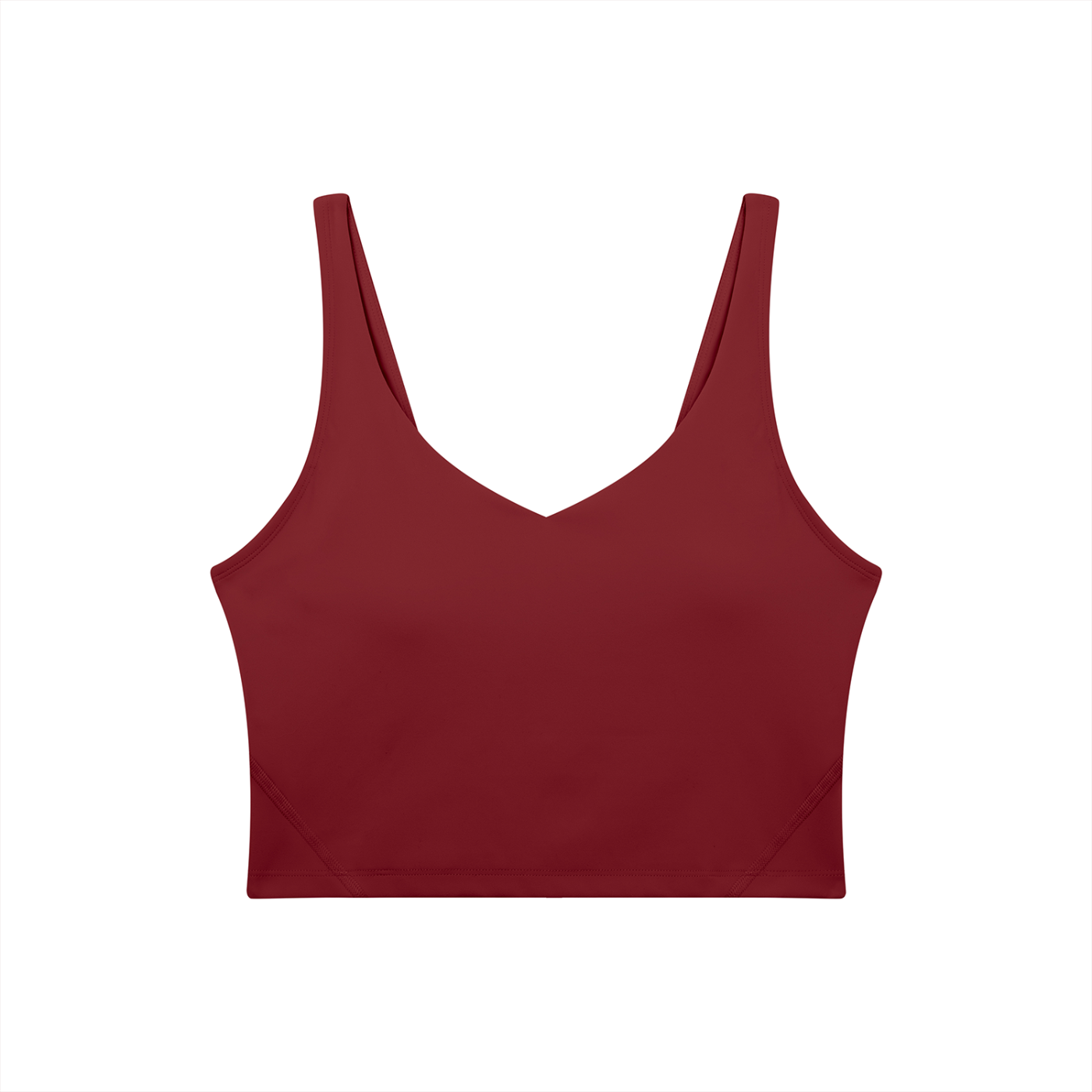 BLANKZ V-Neck Yoga Sports Bra — Wine Red, front view