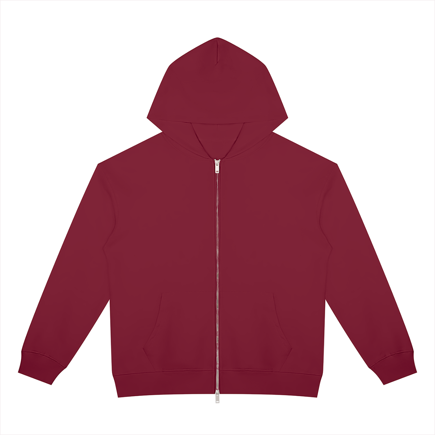BLANKZ Heavyweight Zip Hoodie 420 — Wine Red, front view