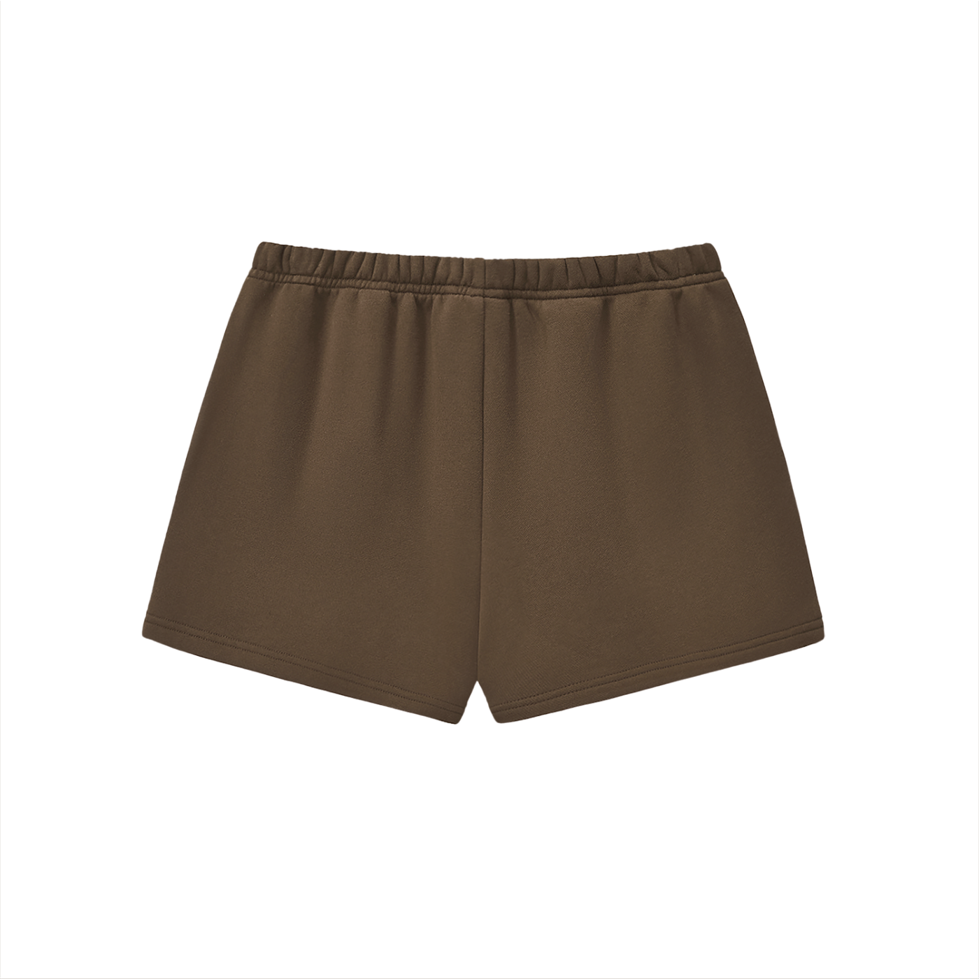 BLANKZ Essential Fleece Drawstring Sweatshorts — Brown, back view