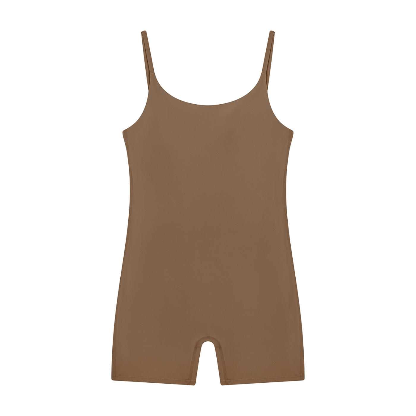 BLANKZ U-Neck Yoga Romper — Coffee, front view