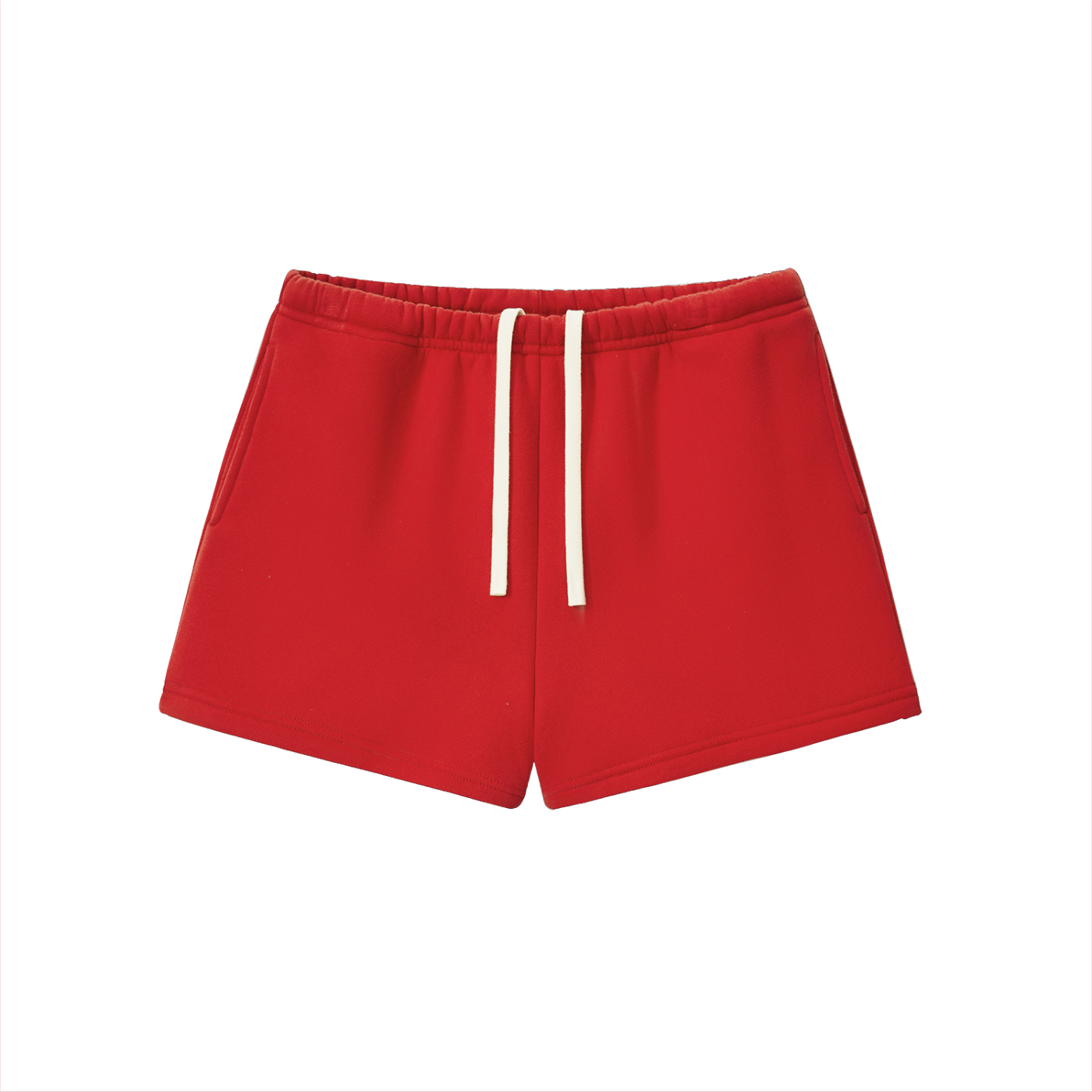 BLANKZ Essential Fleece Drawstring Sweatshorts — Red, front view