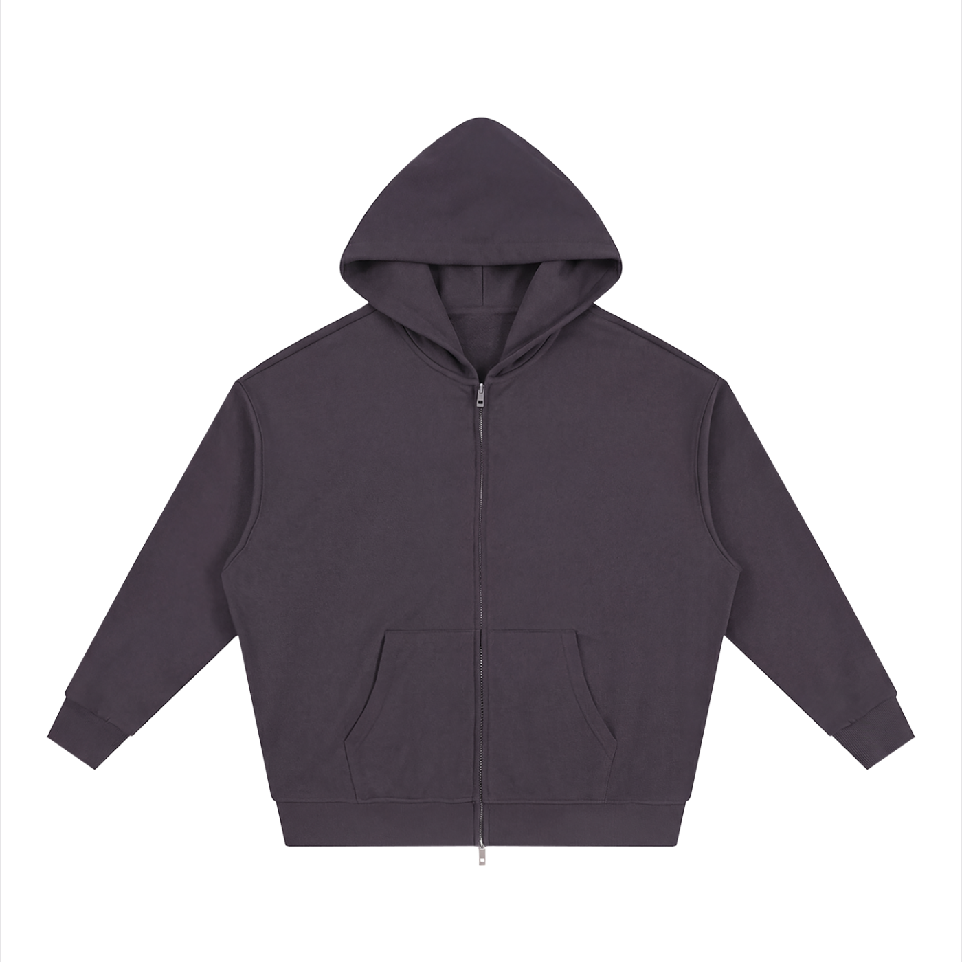 BLANKZ Heavy Loose Zip Hoodie — Plum Purple — front view