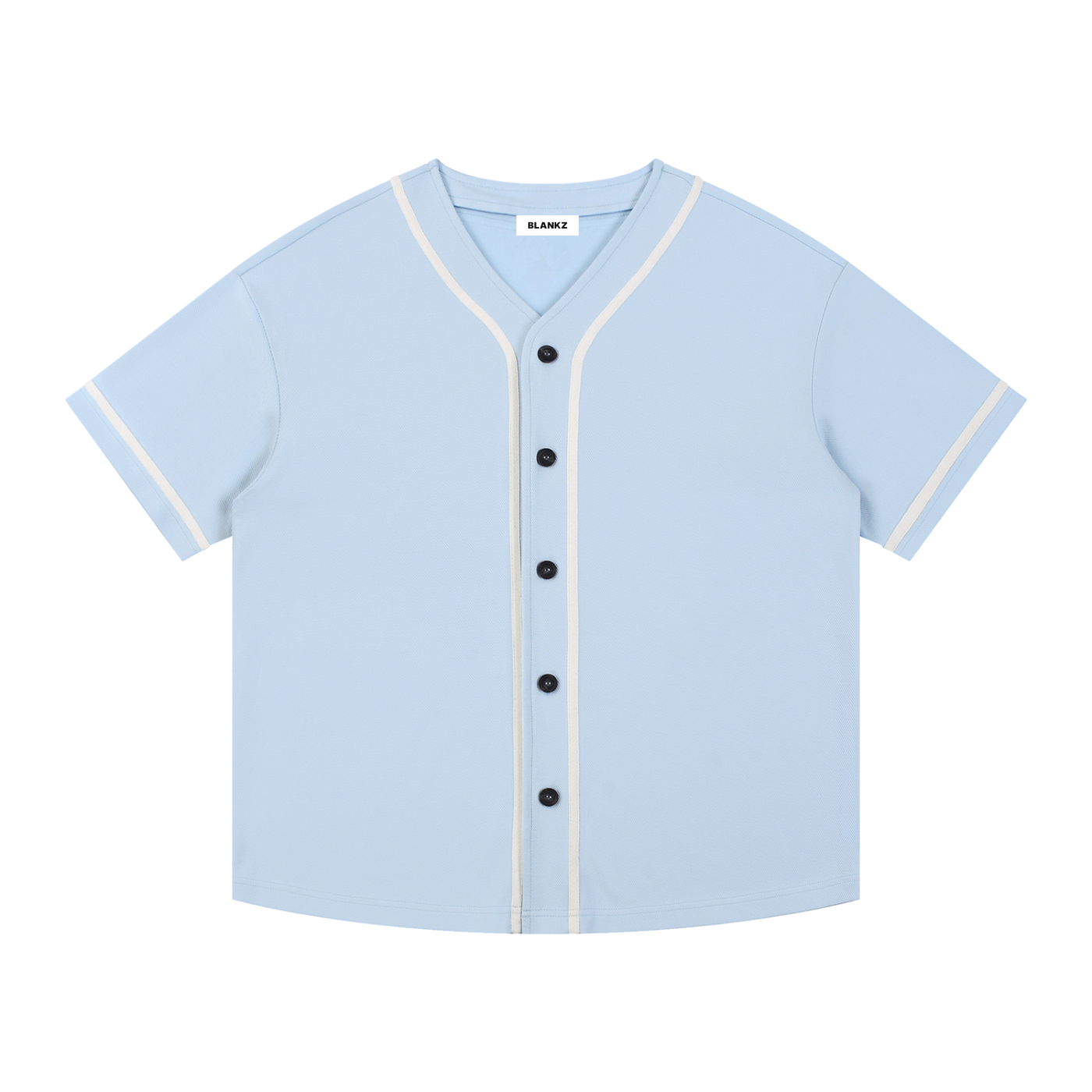 BLANKZ Contrast Piped Button-Up Jersey — Blue, front view