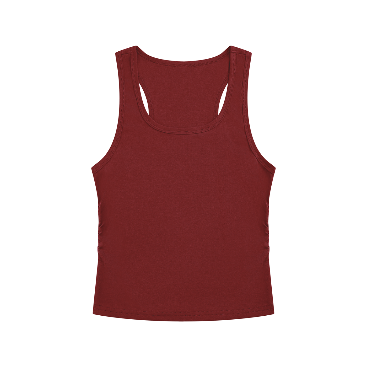 BLANKZ Ruched Tank Top — Wine Red — front view
