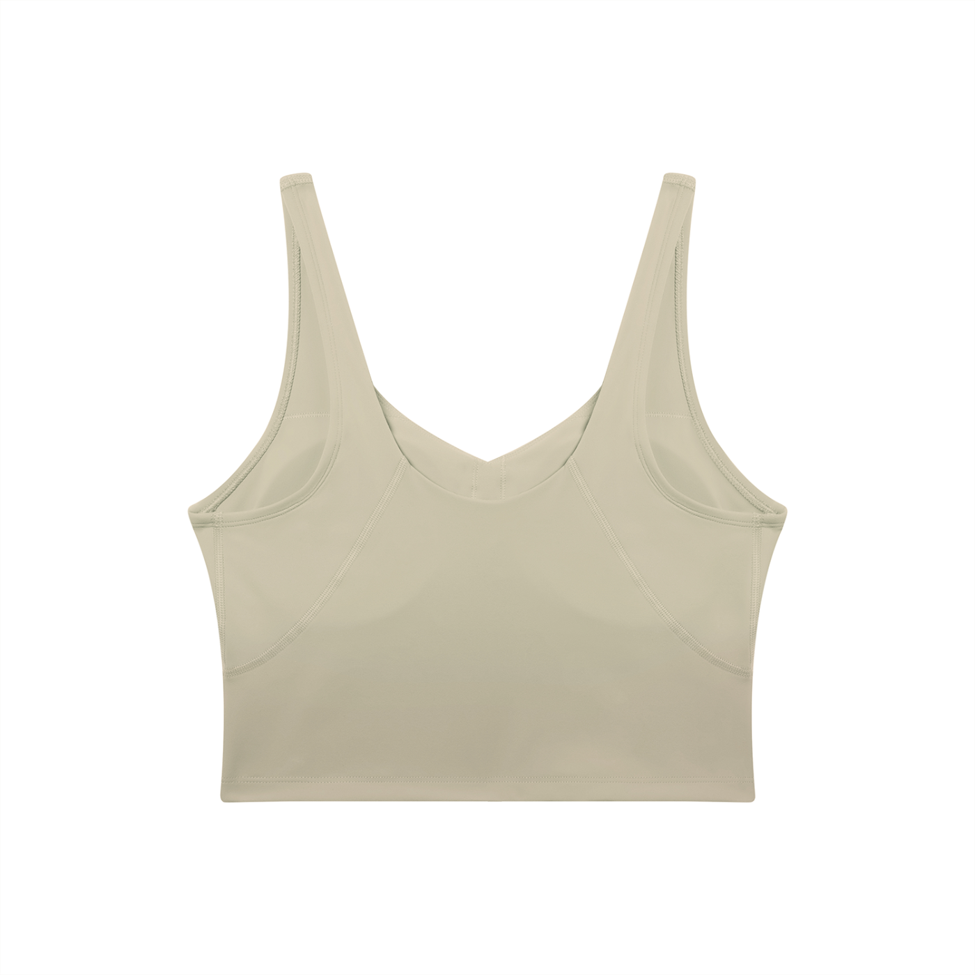 BLANKZ V-Neck Yoga Sports Bra — Pale Khaki, back view