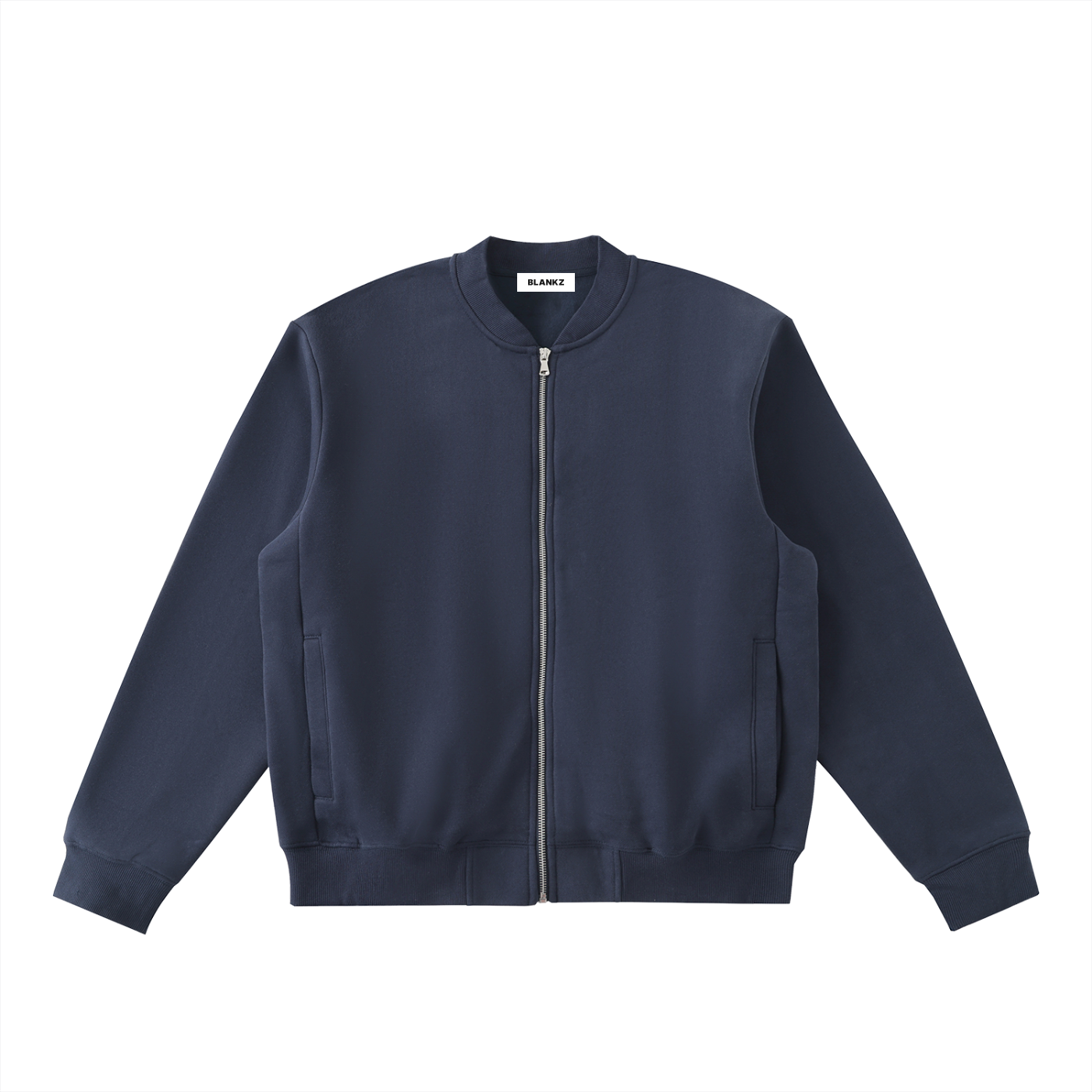 BLANKZ Clean Fleece Zip Jacket — Dark Blue, front view