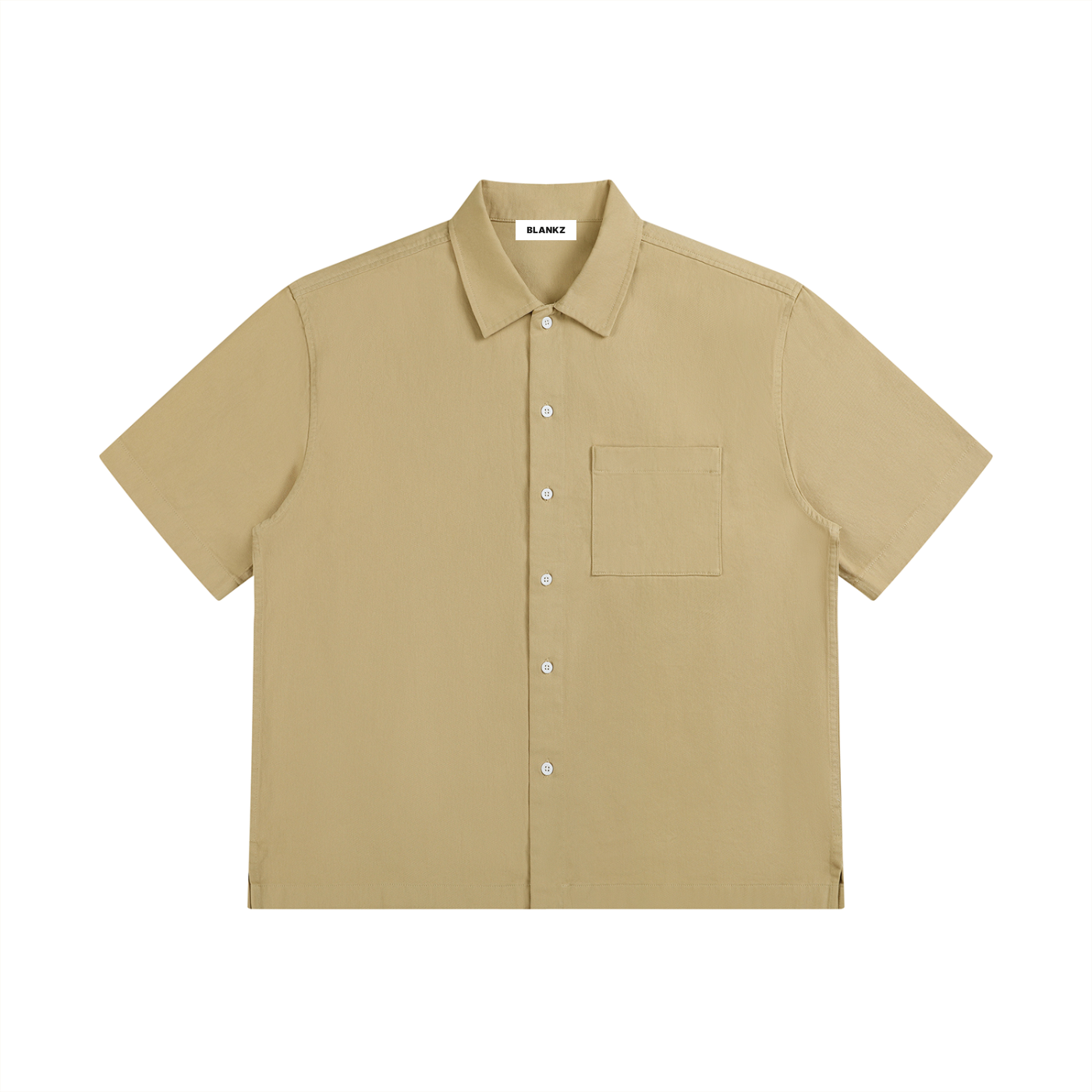 BLANKZ Patch-Pocket Shirt — Khaki — front view