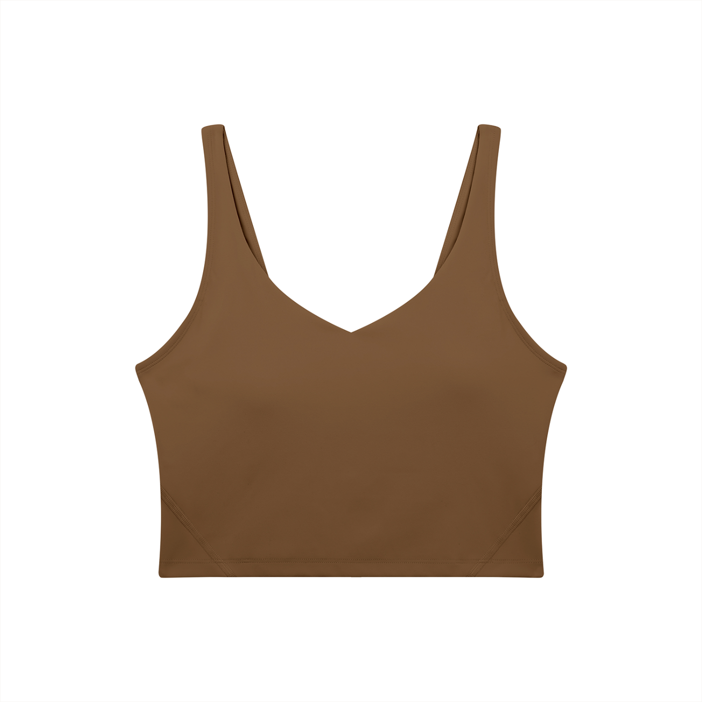 BLANKZ V-Neck Yoga Sports Bra — Coffee, front view