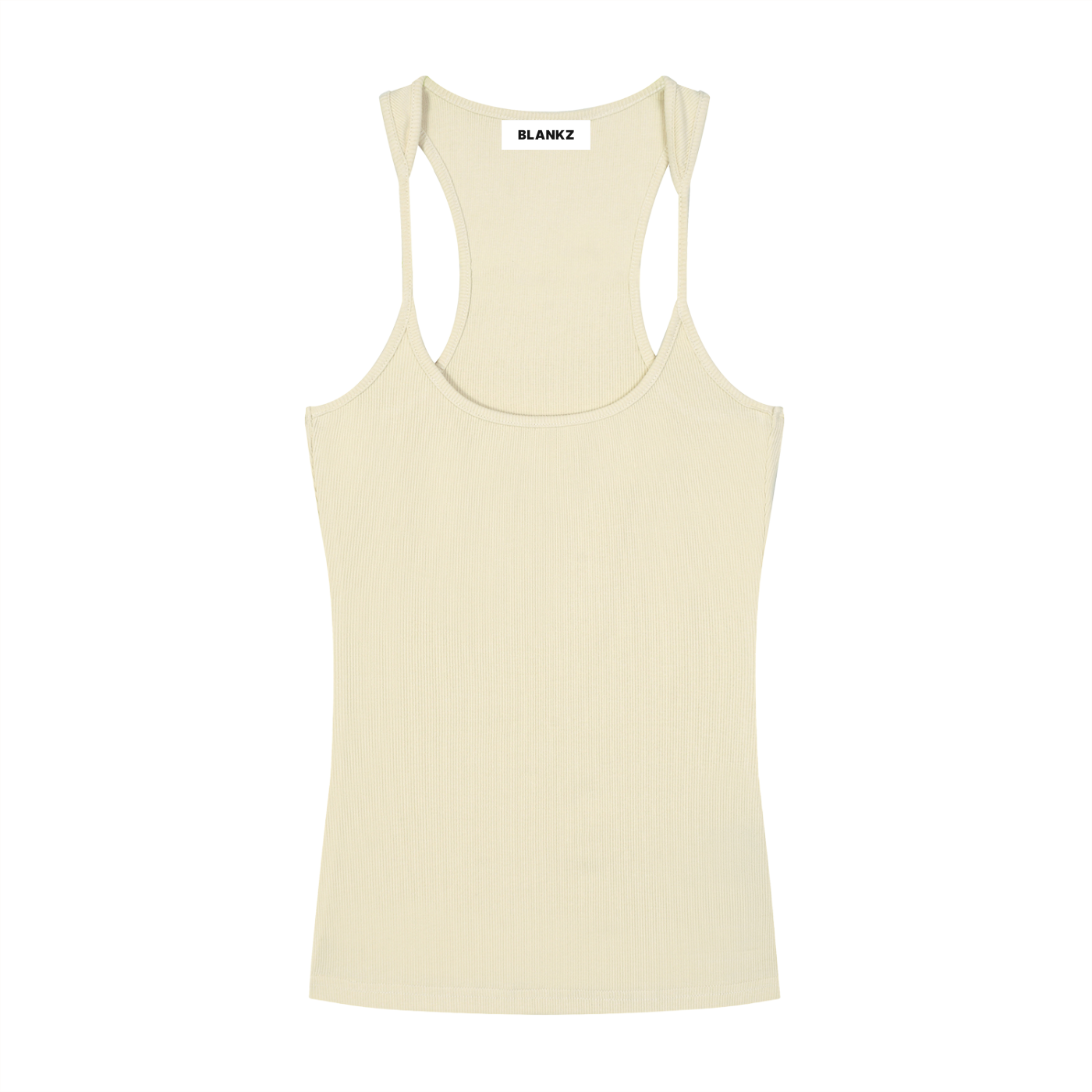 BLANKZ Slim Fit Ribbed Racerback Tank Top — Apricot, front view