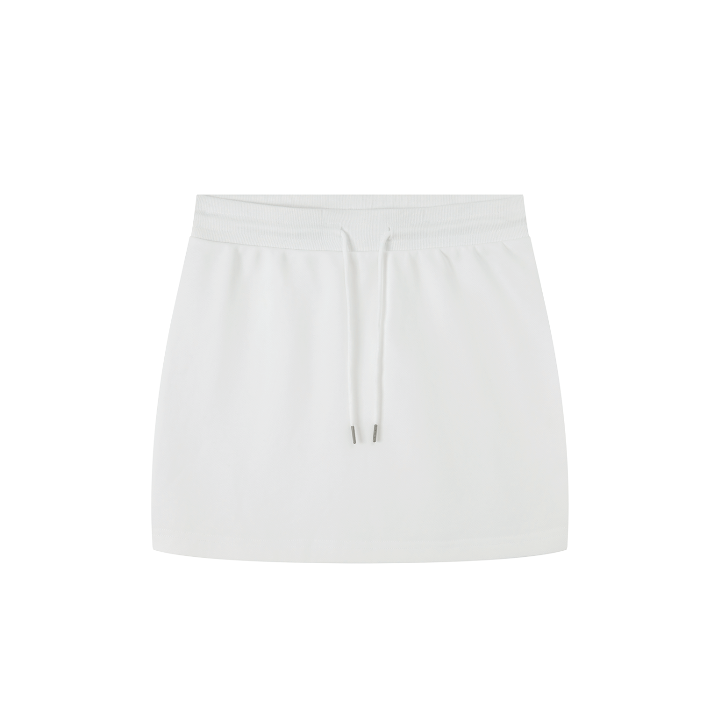 BLANKZ Essential Drawstring Skirt — White, front view