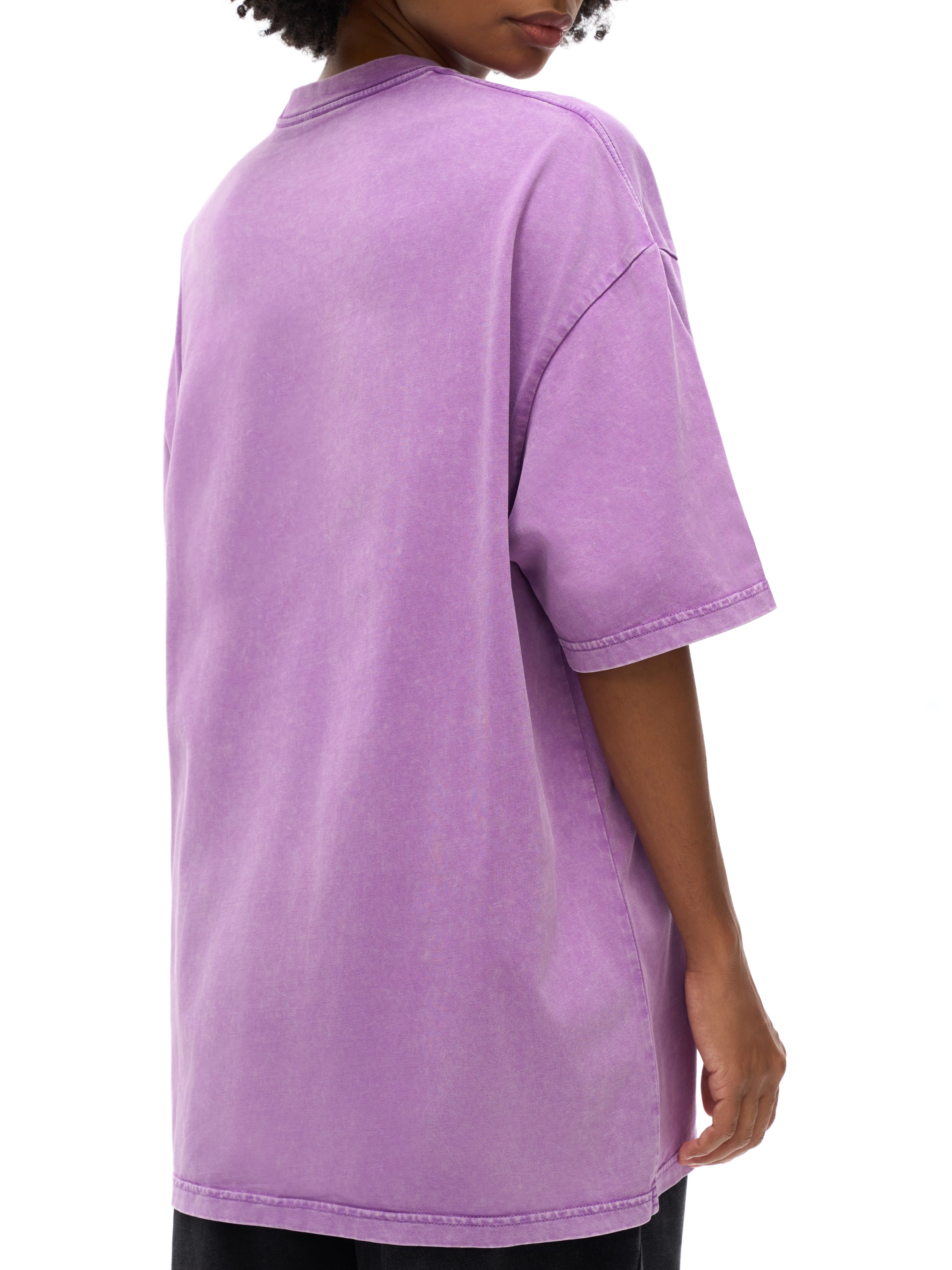 BLANKZ Snow Wash Cotton Tee — Model wearing the tee, rear three-quarter view