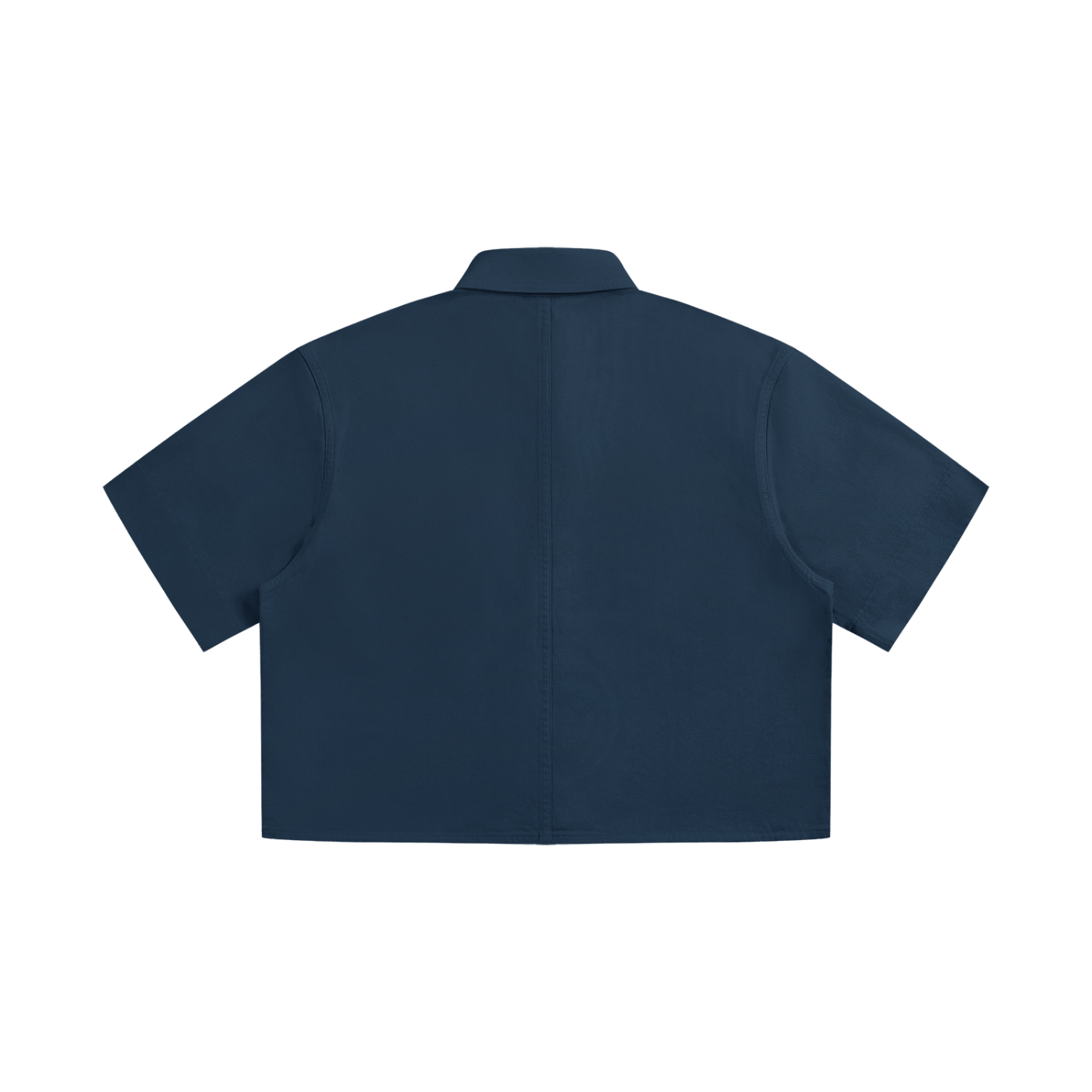 BLANKZ Crop Short Sleeve Shirt — Navy Blue, back view
