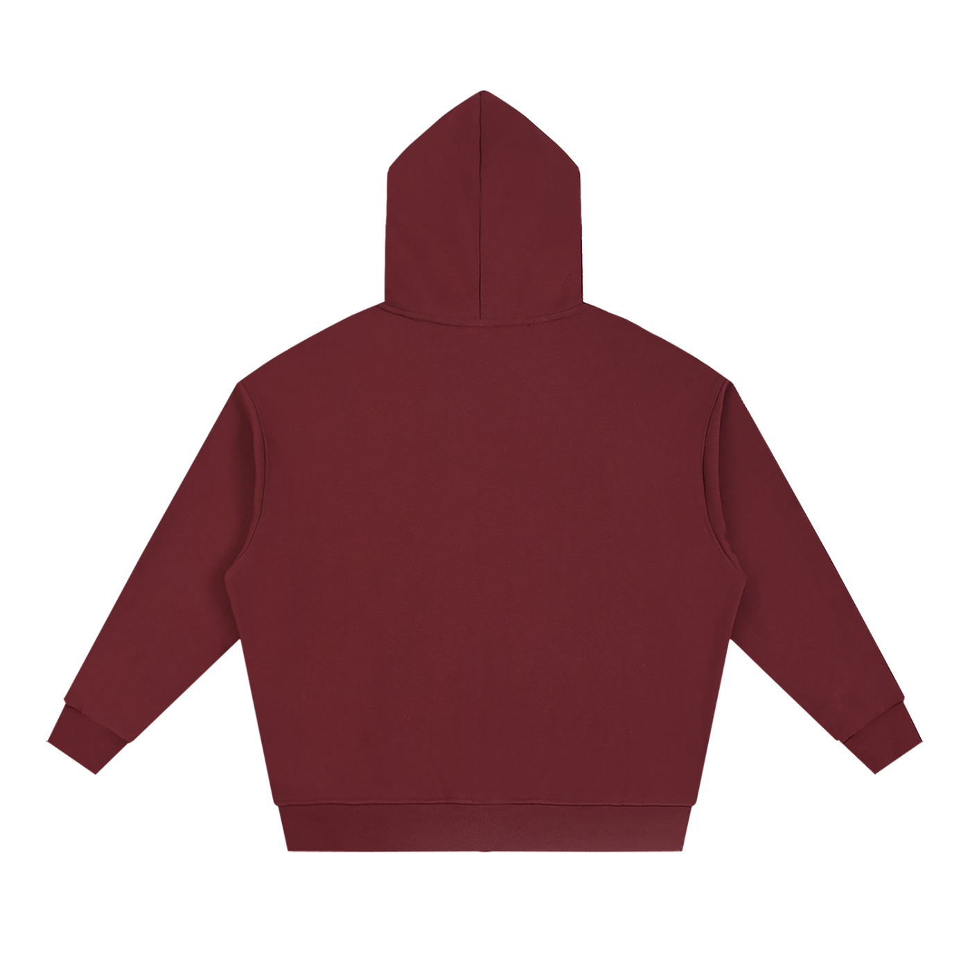 BLANKZ Heavy Loose Zip Hoodie — Dark Red — back view
