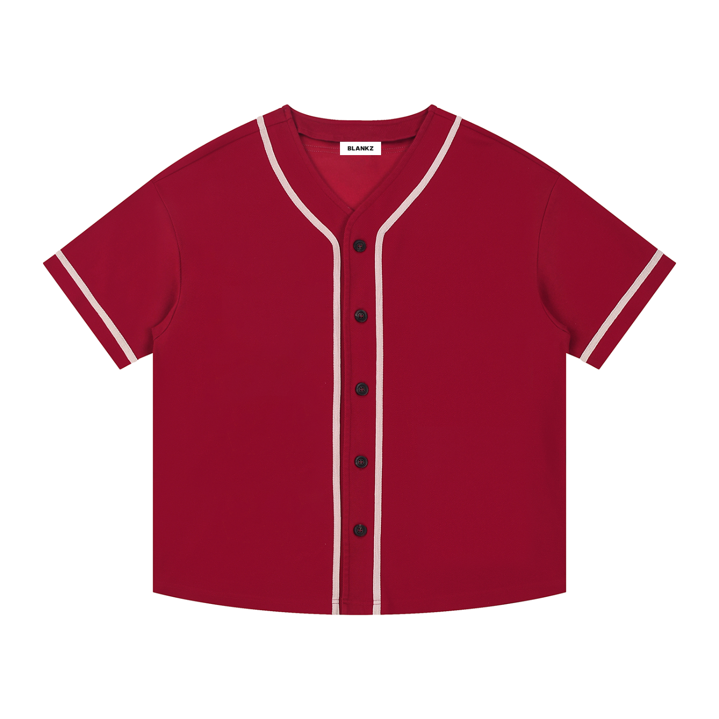 BLANKZ Contrast Piped Button-Up Jersey — Red, front view