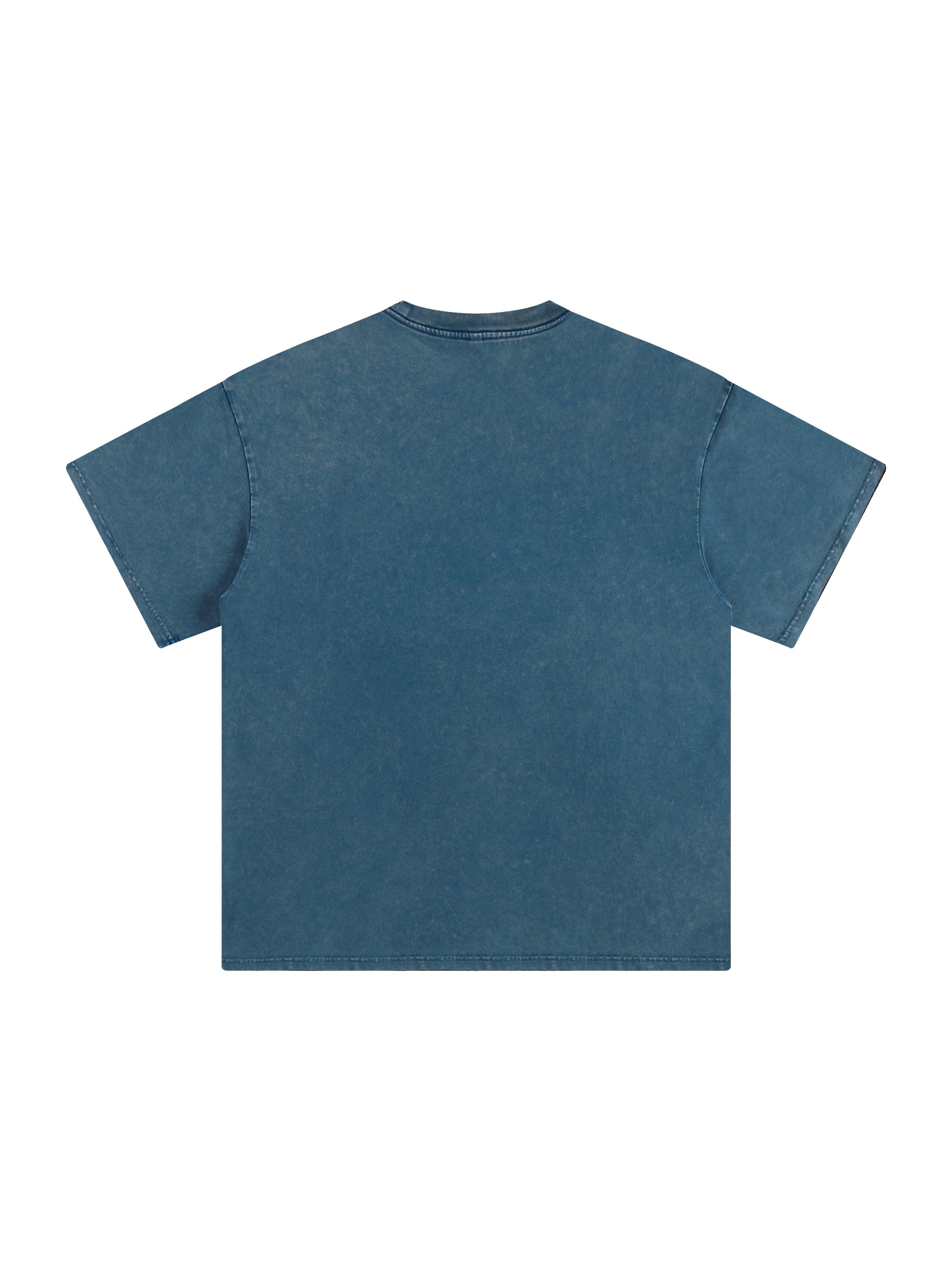 BLANKZ Snow Wash Cotton Tee — Strait Blue, back view