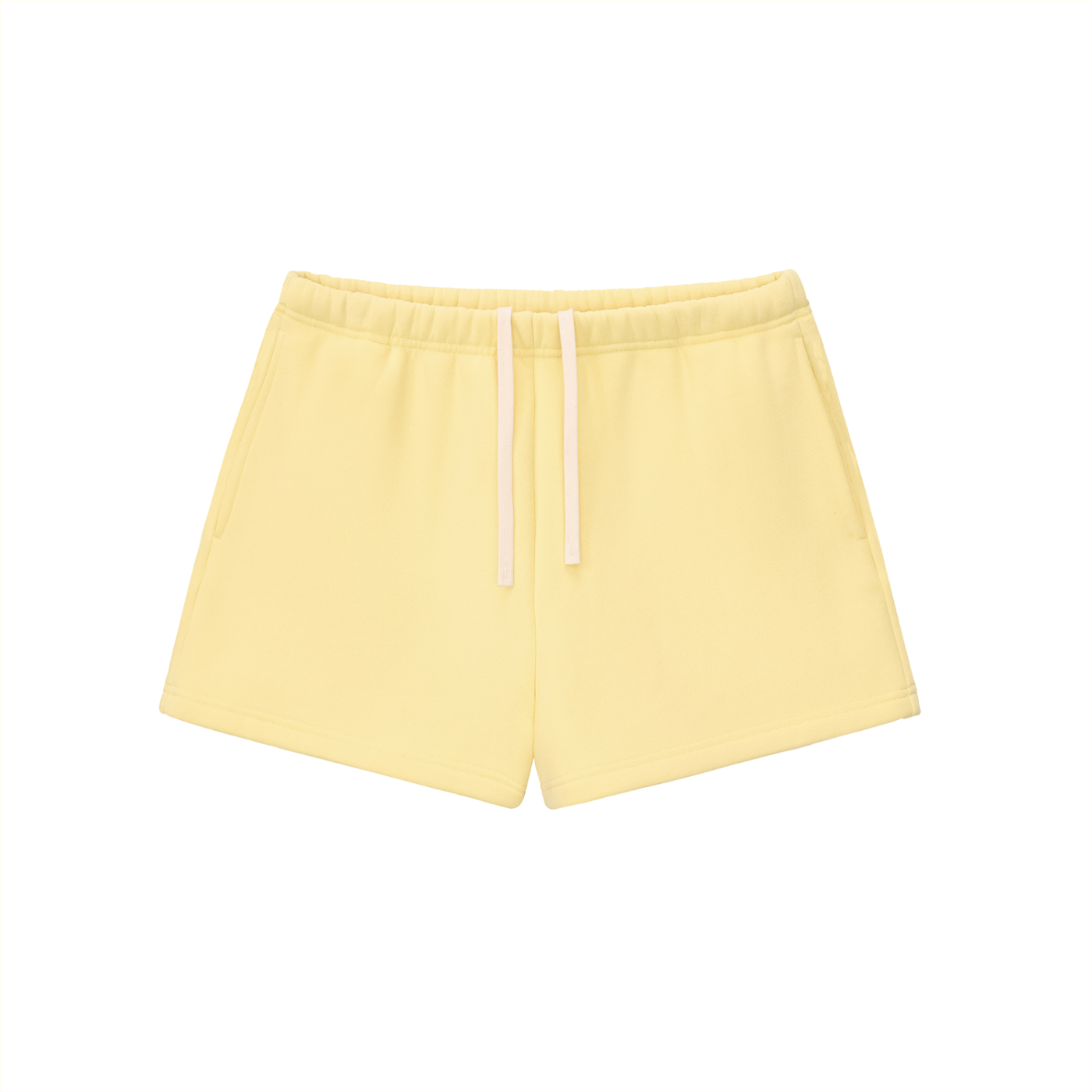 BLANKZ Essential Fleece Drawstring Sweatshorts — Yellow, front view