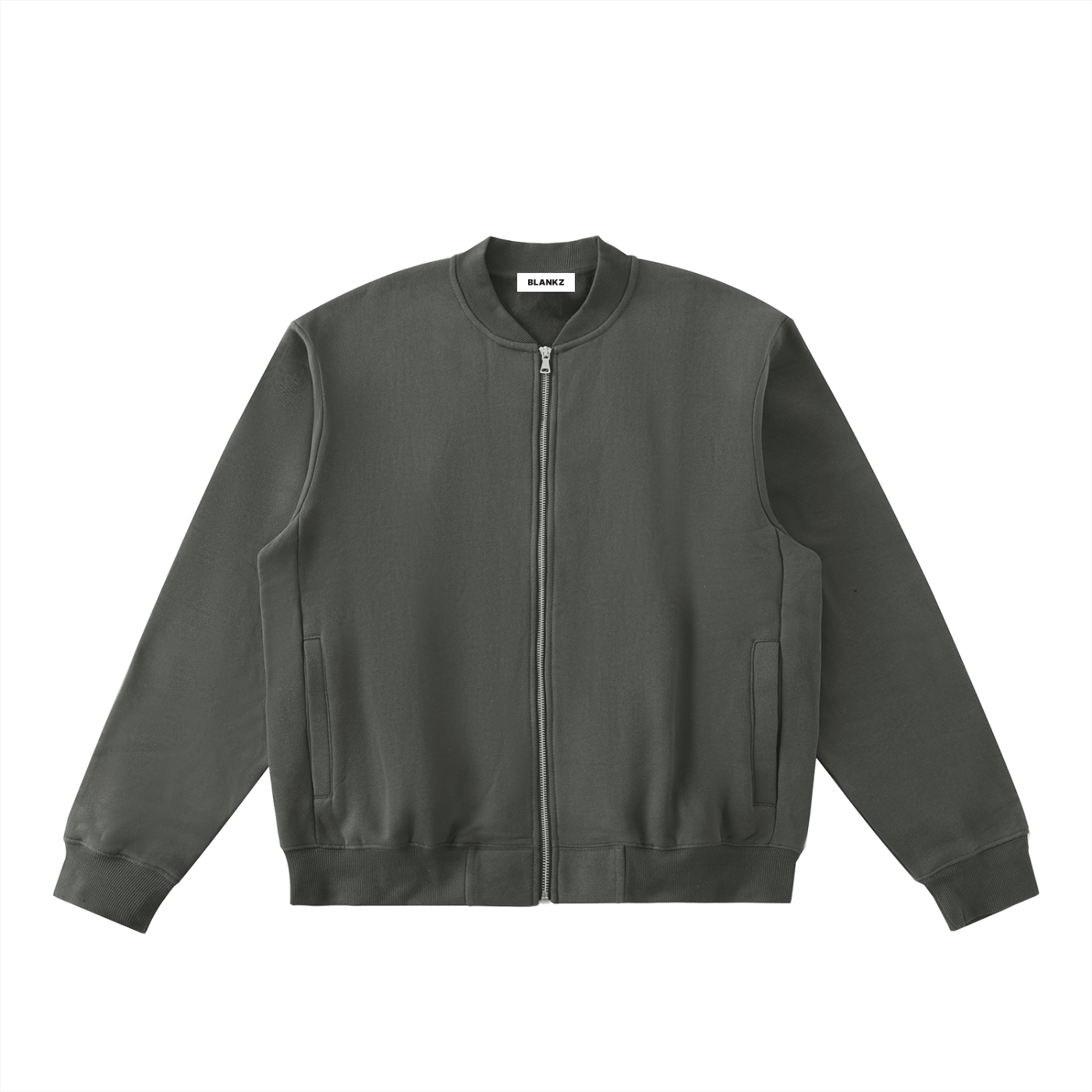 BLANKZ Clean Fleece Zip Jacket — Dark Gray, front view