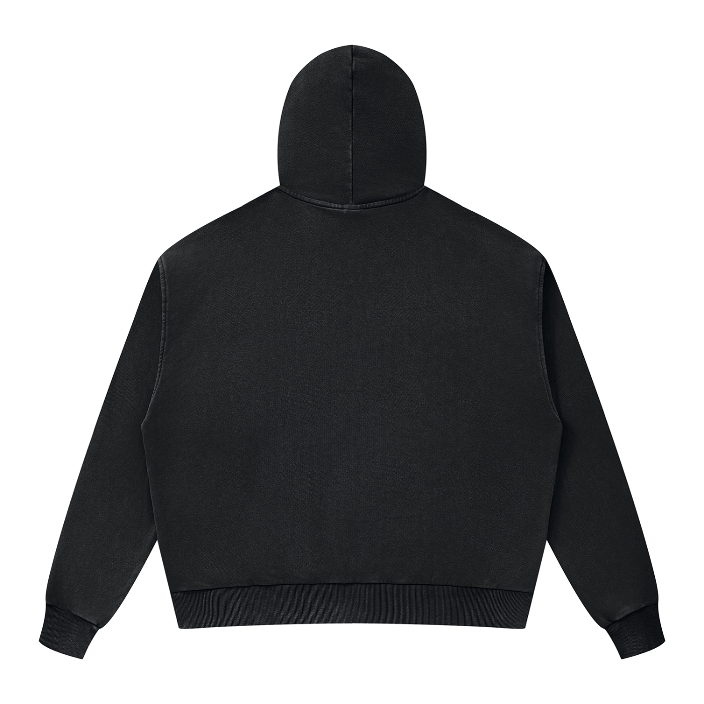 BLANKZ Mineral Wash Boxy Full Zip Hoodie — Black, back view