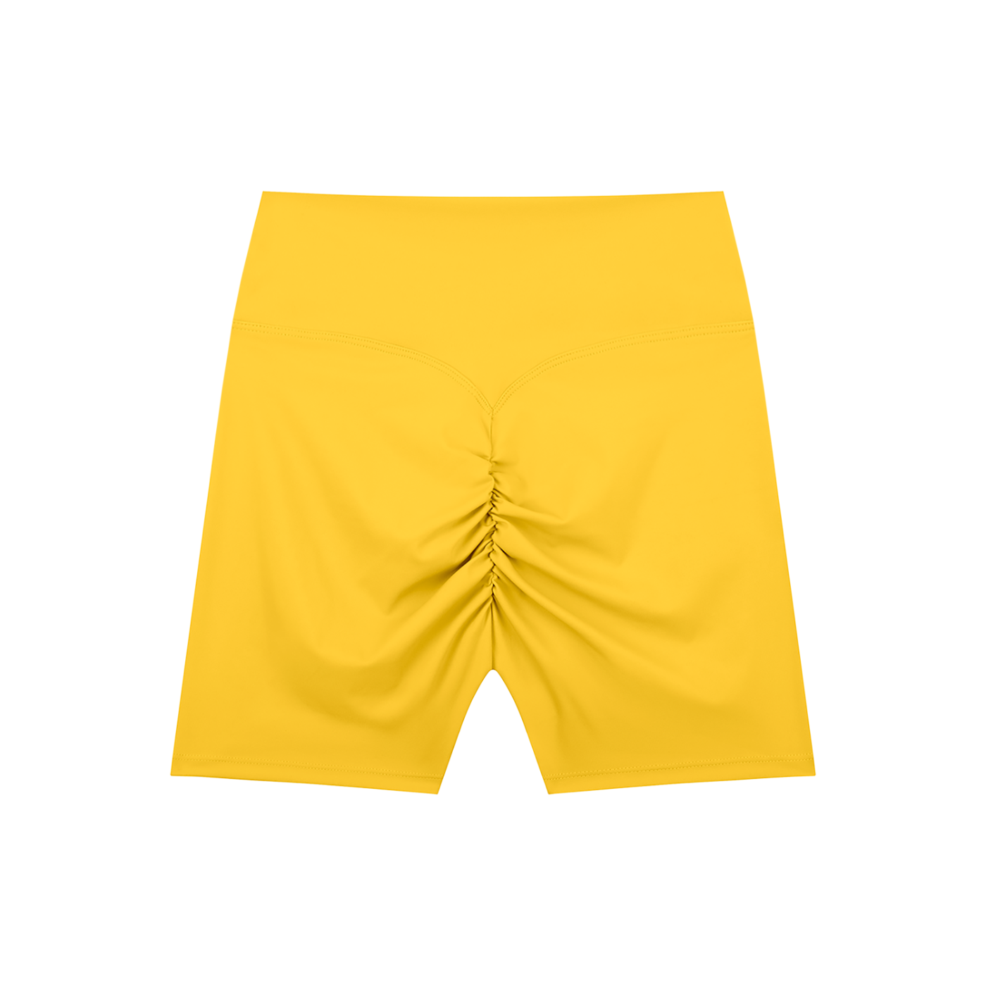 BLANKZ High-Waisted Blend Biker Shorts — Yellow, back view
